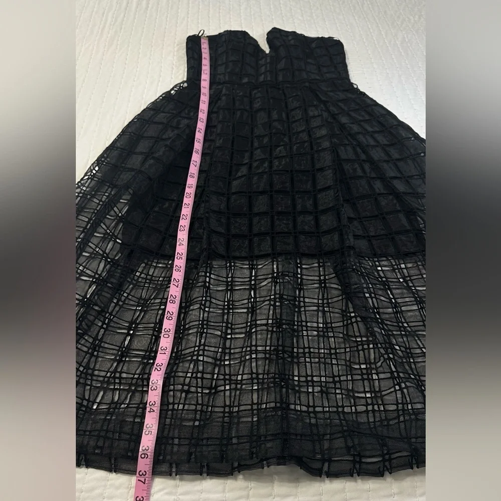 NICHOLAS  Holiday Window Lace Bustier Black Strapless Mesh Dress With Pockets - Picture 6 of 16